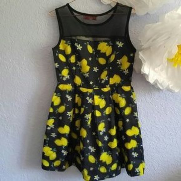 Funani Lemon NWOT Sleeveless Mini Gathered Waist Super Fun Dress SZ L - Picture 4 of 5
